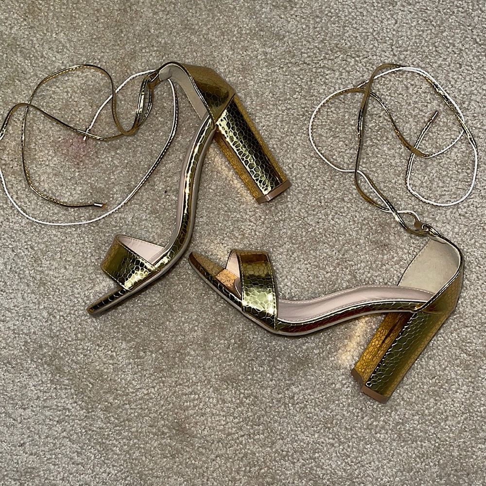 Metallic Gold Chunky Heels